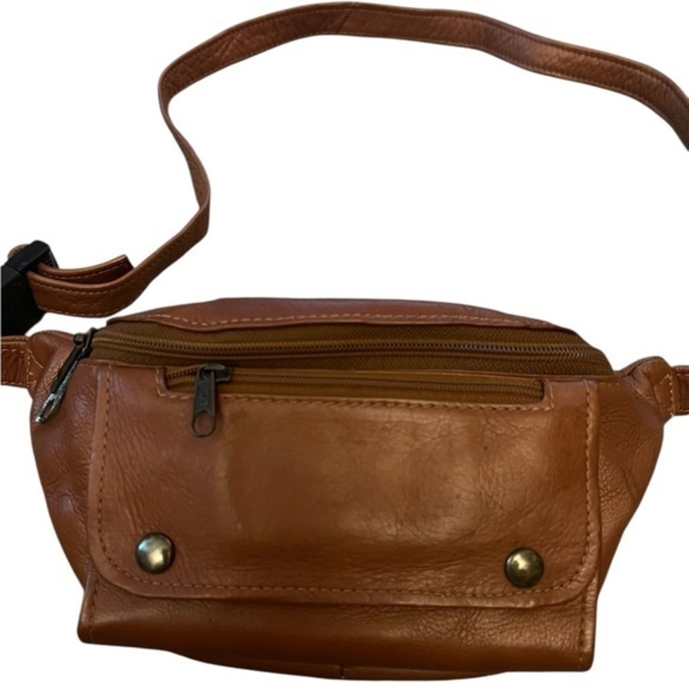 Vintage Brown Colombian Leather Belt Bag with Wallet Attachment